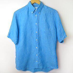 Eton Linen Slim Fit Short Sleeve Button-down Shirt Size M